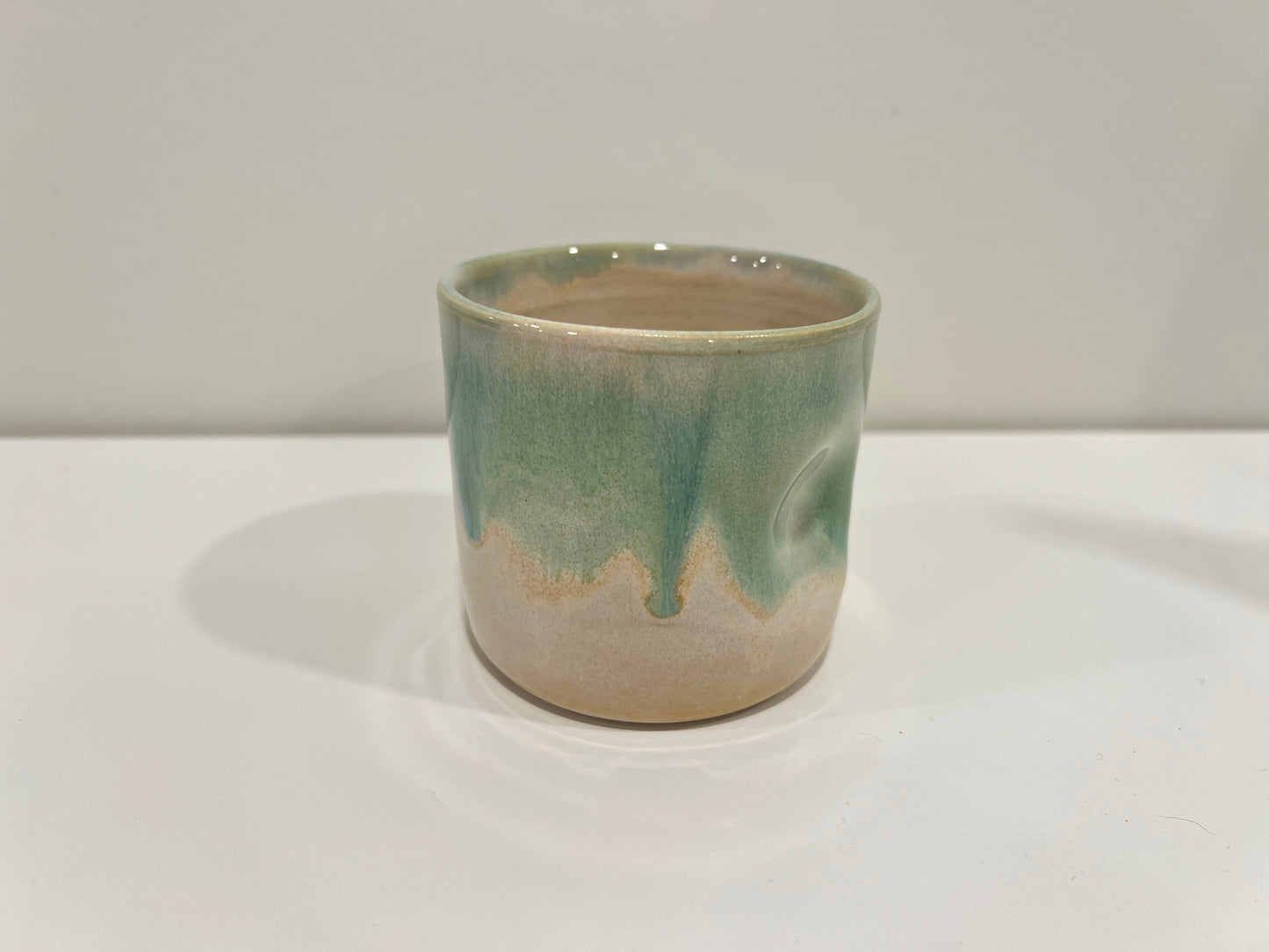 Thumbprint Tumbler - Green and Cream #1