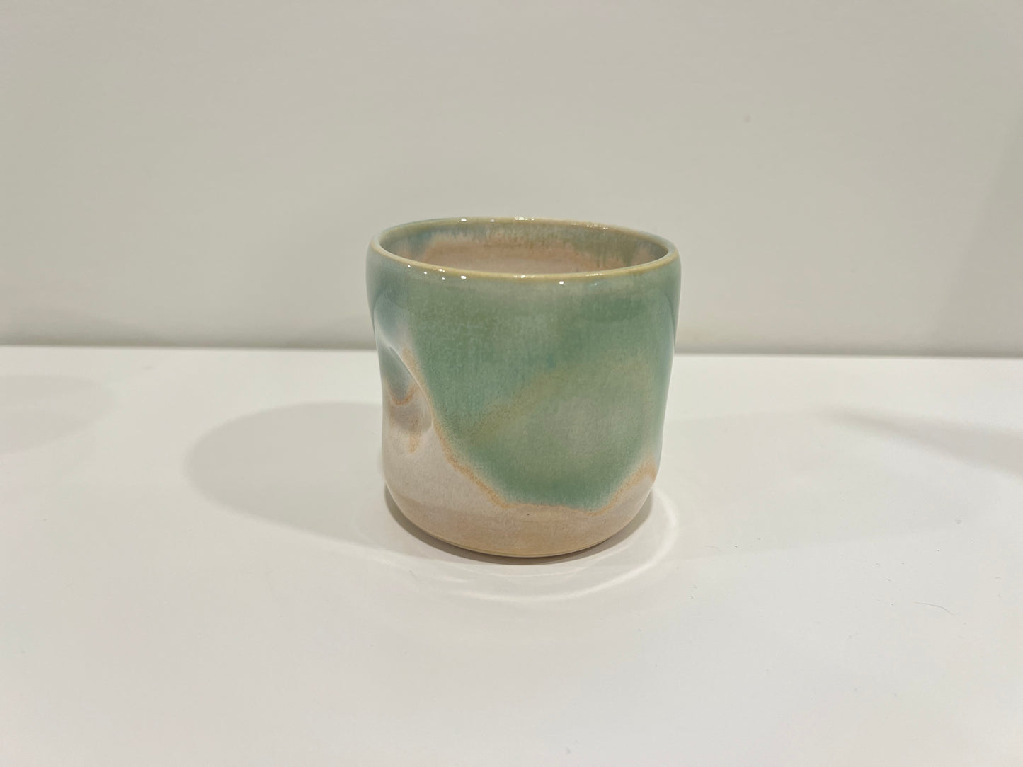 Thumbprint Tumbler - Green and Cream #3