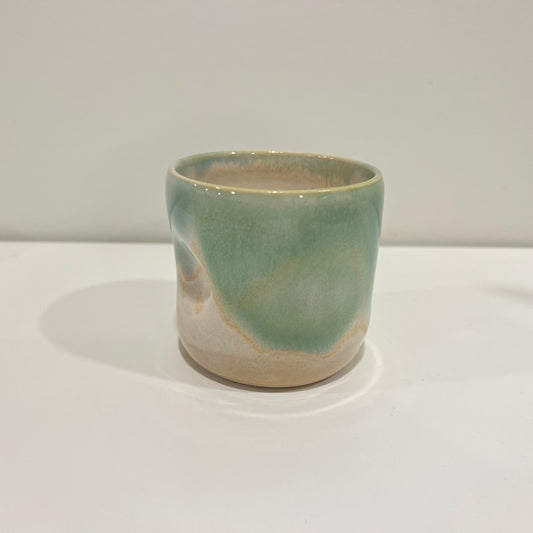 Thumbprint Tumbler - Green and Cream #3