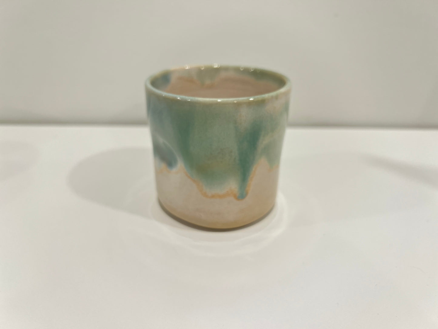 Thumbprint Tumbler - Green and Cream #4
