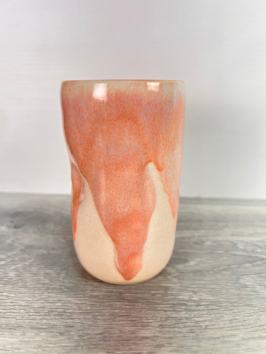 Tall Thumbprint Tumbler - Peach and Cream #2