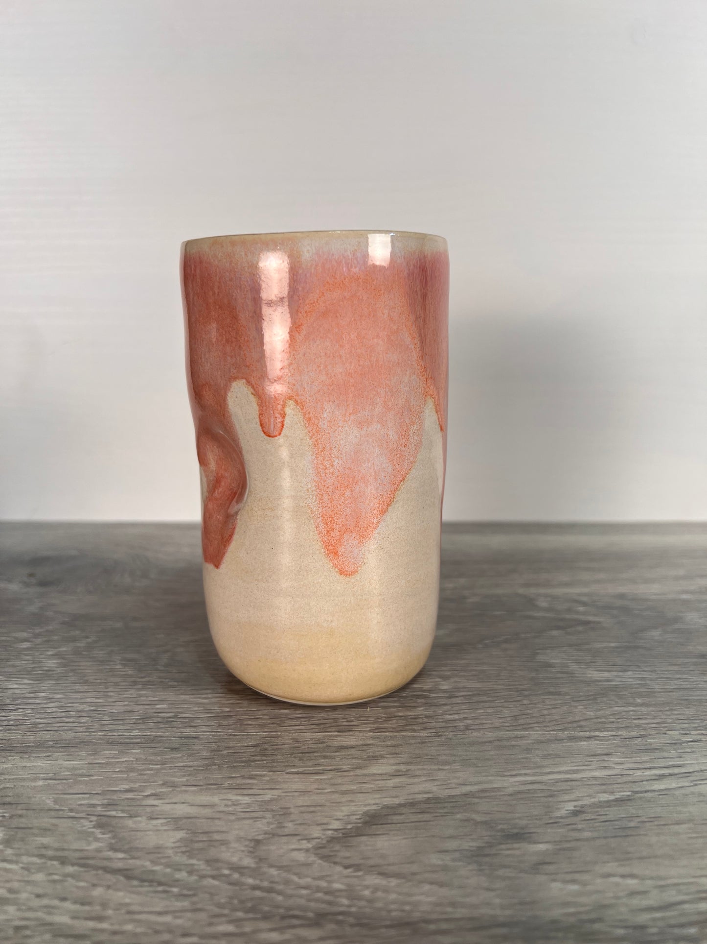 Tall Thumbprint Tumbler - Peach and Cream #1