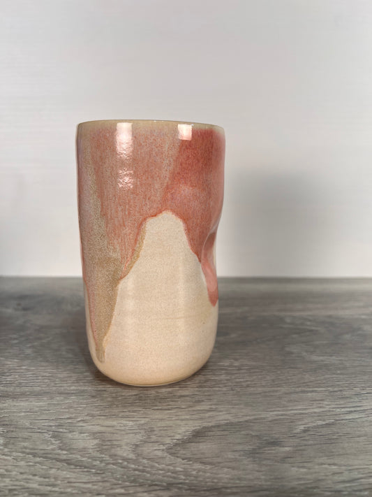 Tall Thumbprint Tumbler - Peach and Cream #1