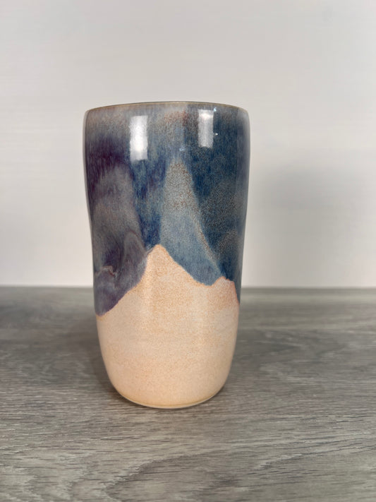 Tall Thumbprint Tumbler - Blue and Cream #1