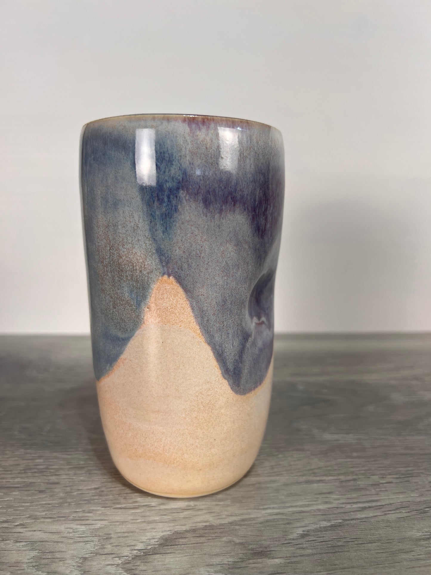 Tall Thumbprint Tumbler - Blue and Cream #1
