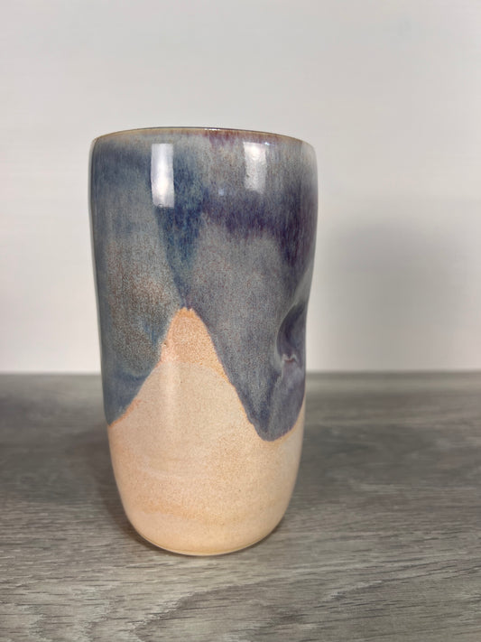 Tall Thumbprint Tumbler - Blue and Cream #1