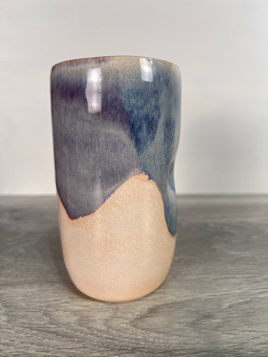 Tall Thumbprint Tumbler - Blue and Cream #2